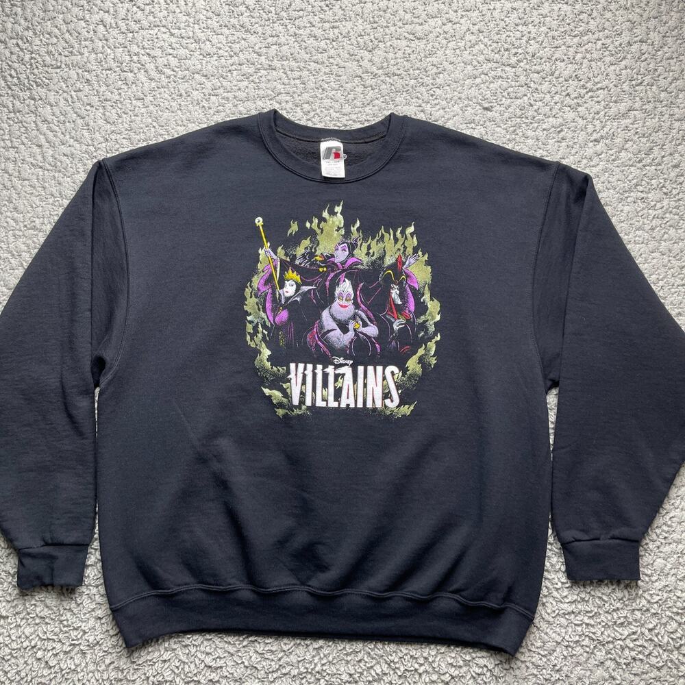 Disney Villains Graphic Sweatshirt 2XL Black Wicked Queen Maleficent Ursula
